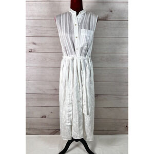Vince Drapey Shirt Dress Striped Maxi Sleeveless Belted